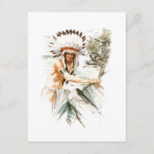 Carte Postale Harrison Fisher Song Hiawatha Robe indienne de têt