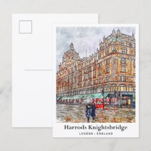 Carte Postale Harrods Knightsbridge London Travel Aquarelle