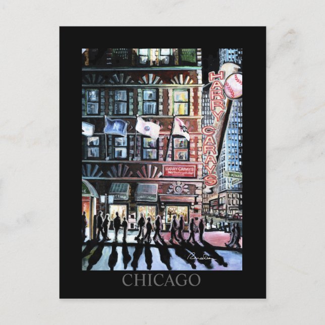 Carte Postale Harry Caray Chicago Art Randsom Art (Devant)