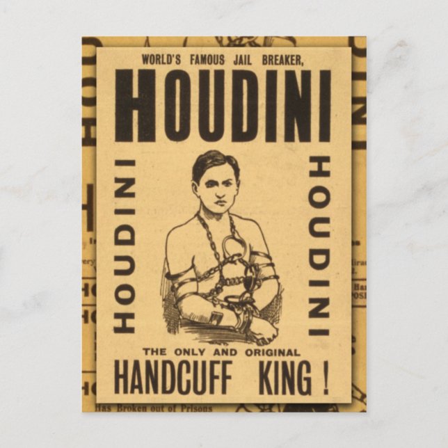Carte Postale Harry Houdini, roi menotté ! (Devant)