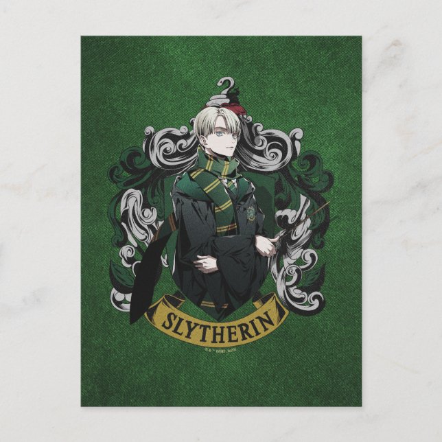 Carte Postale HARRY POTTER™ | Anime Draco Malfoy House Crest (Devant)