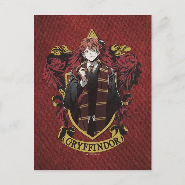 Carte Postale HARRY POTTER™ | Anime Ron Weasley House Crest (Devant)