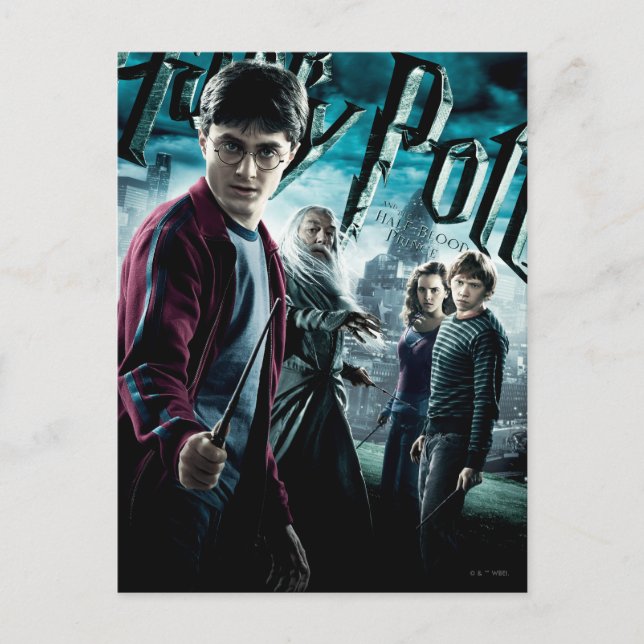 Carte Postale Harry Potter avec Dumbledore Ron et Hermione 1 (Devant)