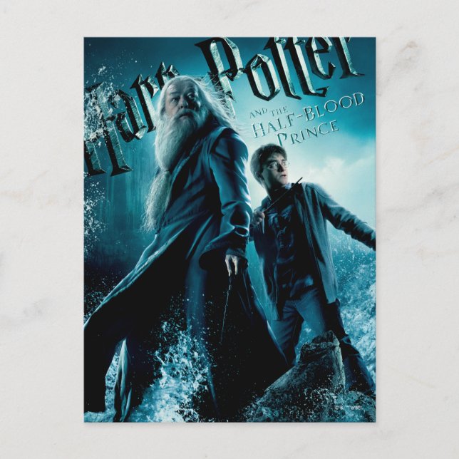 Carte Postale Harry Potter et Dumbledore sur les rochers 1 (Devant)