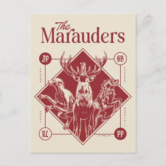 Carte Postale HARRY POTTER™ Les Maraudeurs Animagus Bande dessin (Devant)