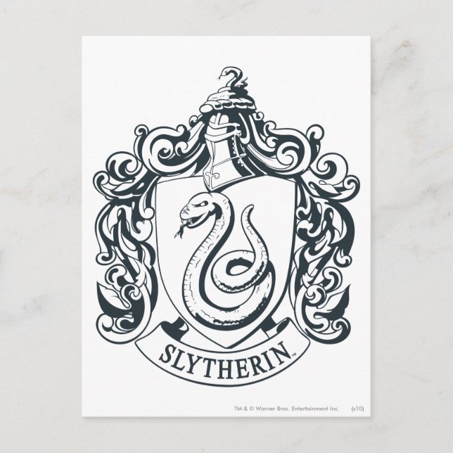 Carte Postale Harry Potter | Slytherin Crest - noir et blanc (Devant)