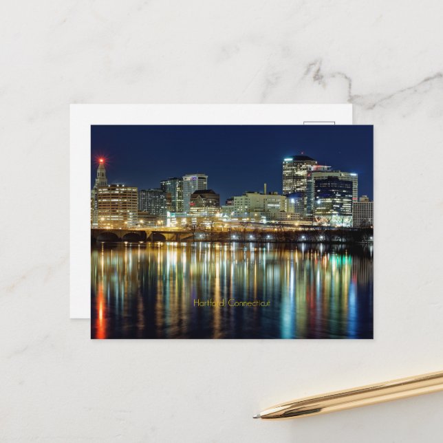 Carte Postale Hartford, Connecticut, paysage urbain (Devant/Arrière en situation)