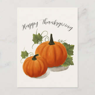 Carte Postale Harvest Pumpkin Thanksgiving Postcard