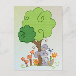 Carte Postale Hase unterm Baum