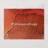 Hashtag I Miss Your Hugs Red & Gold Liquid Art
