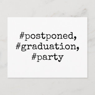 Carte Postale Hashtag noir et blanc Reporté de la fête de gradua
