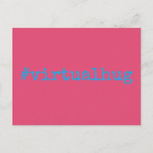 Carte Postale Hashtag Virtual Hug dans Bright Sky Blue & Hot Pin