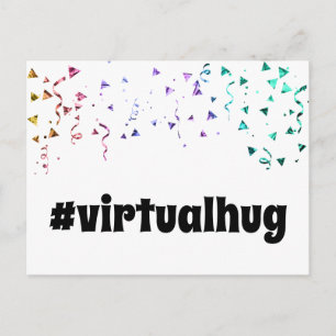 Carte Postale Hashtag Virtual Hug in Fun Font Colorful Confetti