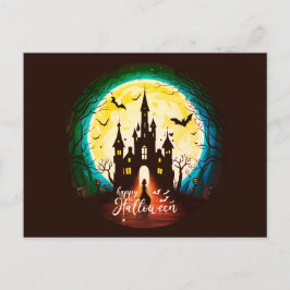 Carte Postale Hauné Château Happy Halloween Déplaisant