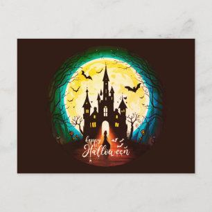 Carte Postale Hauné Château Happy Halloween Déplaisant