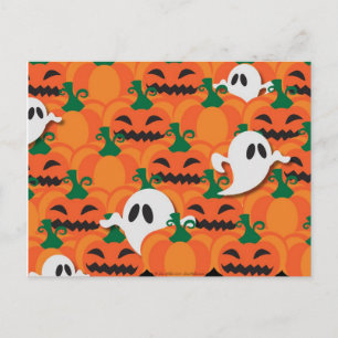 Carte Postale Haunted Halloween Citrouille Patch Ghosts
