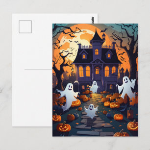 Carte Postale Haunted House and Ghost Halloween