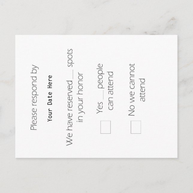 Carte postale haute RSVP (Devant)