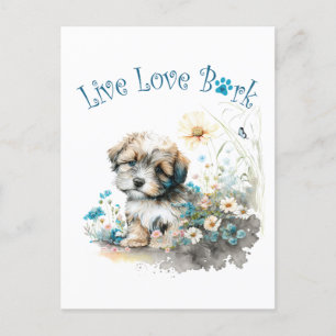 Carte Postale Havanais maman chien floral