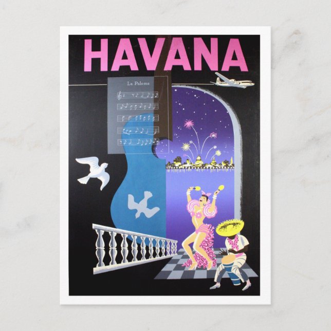 Carte Postale Havane, Cuba, soirées dansantes, compagnie aérienn (Devant)