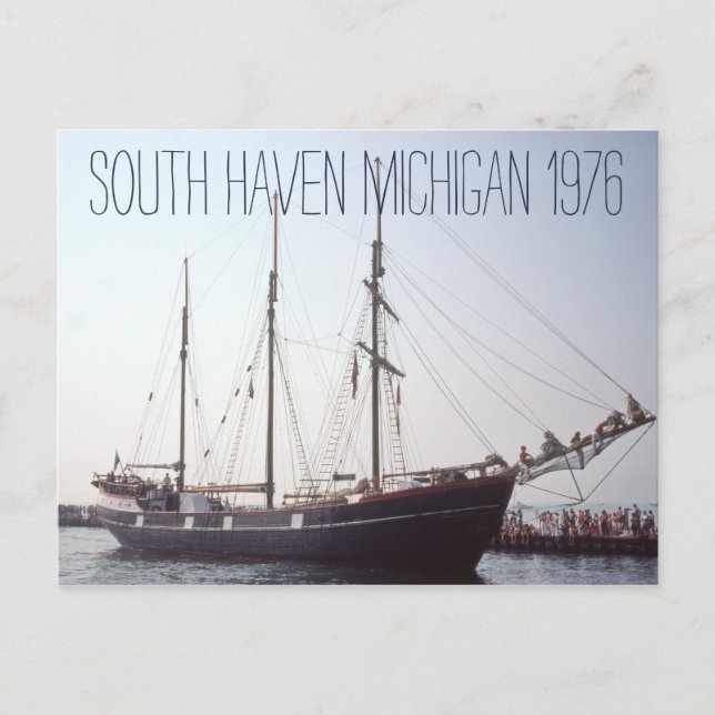 Carte Postale Haven Michigan Tall Ship 1976 (Devant)
