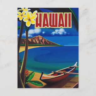 Carte Postale Hawaï, paradis tropical, bateau de pêche sur la cô