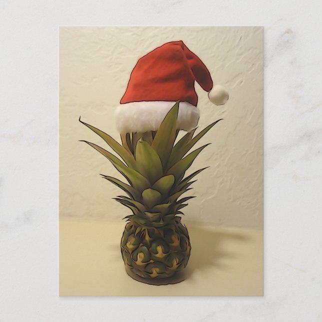 Carte postale hawaïenne de casquette de Père Noël (Devant)