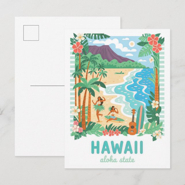Carte Postale Hawaii Aloha State USA Summer Travel (Devant / Derrière)