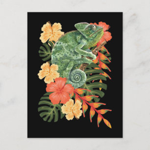 Carte Postale Hawaii Chameleon Flower Reptile