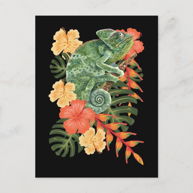 Carte Postale Hawaii Chameleon Flower Reptile (Devant)