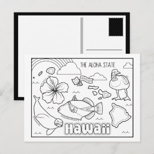 Carte Postale hawaii colorie mon collage