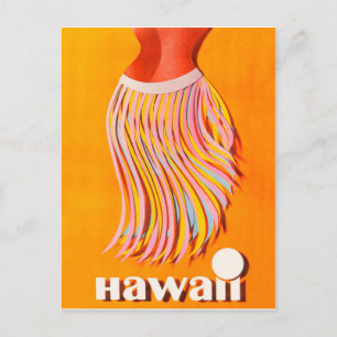 Carte Postale Hawaii, fille hula, voyage vintage