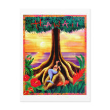 Hawaii, île tropicale, sirène sous grand arbre