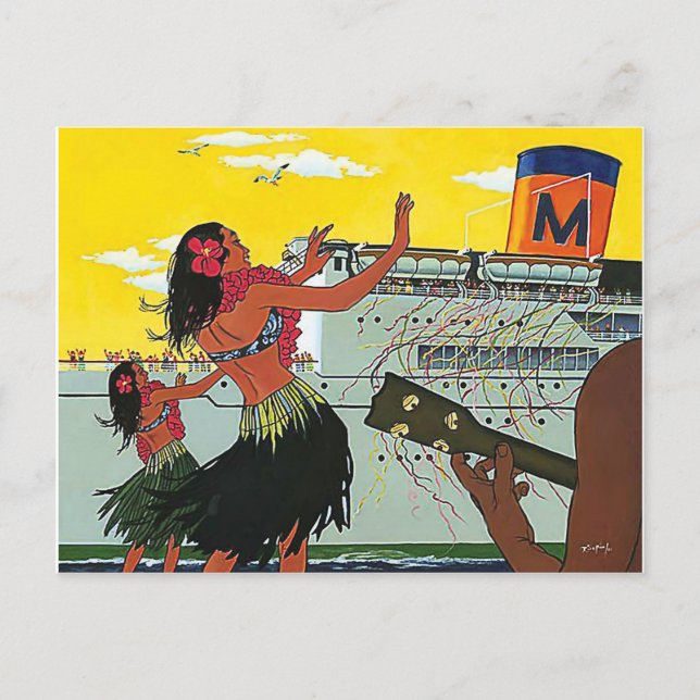 Carte Postale Hawaii, les filles de la hula dansante accueillent (Devant)