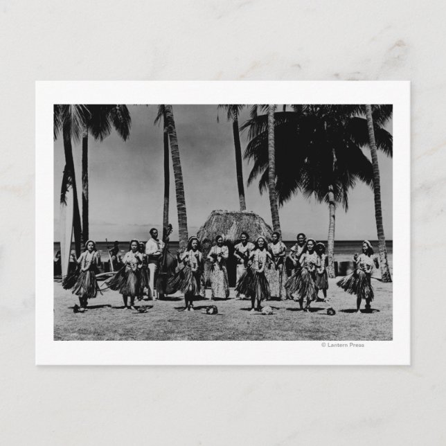 Carte Postale Hawaii - Ligne de Hula Girls Dancing (Devant)