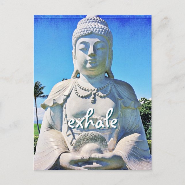 Carte Postale Hawaii paisible Bouddha Exhale Script Tropical (Devant)
