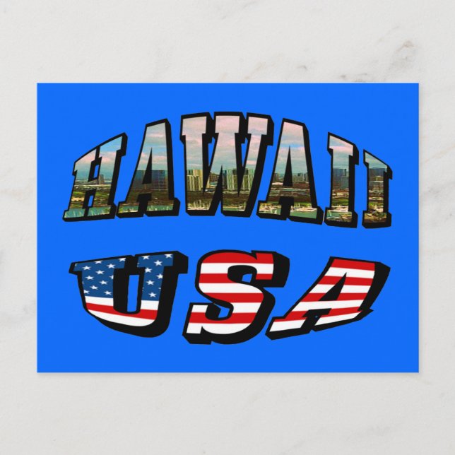 Carte Postale Hawaii Picture et USA Flag Text (Devant)