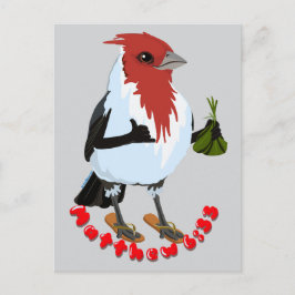 Carte Postale HAWAII RED CRESTED CARDINAL—Bible verse