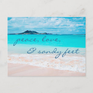 Carte Postale Hawaii Tropical Beach Peace Love Sandy Pieds Scrip