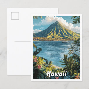 Carte Postale Hawaii USA Art Vintage Illustration Voyage