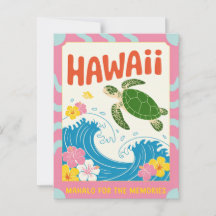 Hawaii USA Rétro Tortue de Mer Hibiscus Mahalo