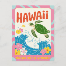 Hawaii USA Rétro Tortue de Mer Hibiscus Mahalo