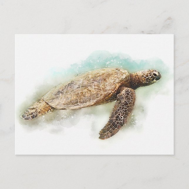 Carte Postale Hawaiian sea Turtle Watercolor (Devant)