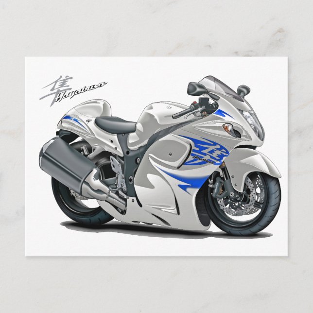 Carte Postale Hayabusa White-Blue Bike (Devant)