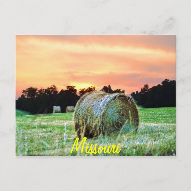 Carte Postale haybales au coucher du soleil (Devant)
