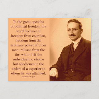Carte Postale Hayek sur la liberté