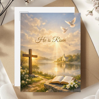 Carte Postale He Is Risen Christian Easter Resurrection