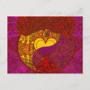 Carte Postale Heart Mandala en rouge
