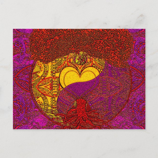 Carte Postale Heart Mandala en rouge (Devant)