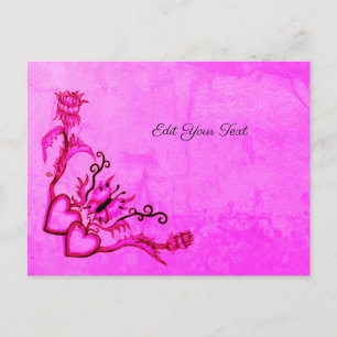 Carte Postale Heart with Flower and Butterfly